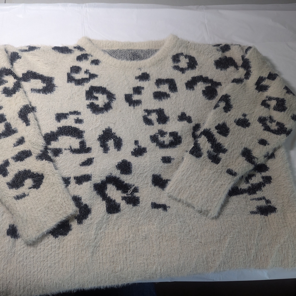 Leopard Print Cream Sweater